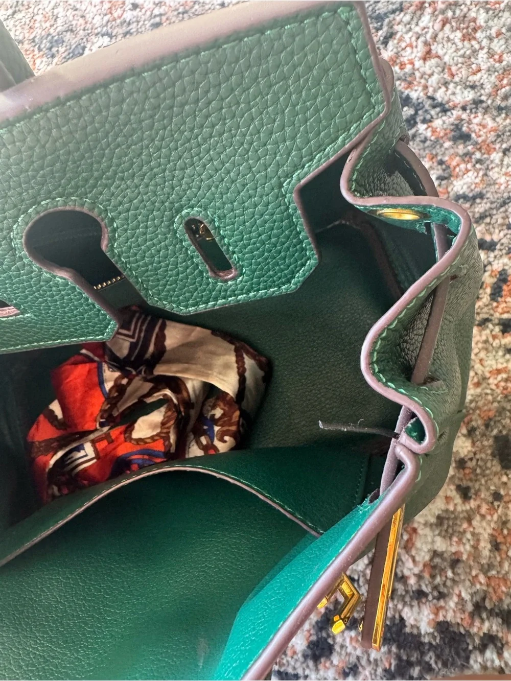 & Other Stories Dark Green Leather Top-Handle Satchel with Gold Hardware New 🆕